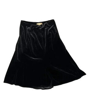 Notations Womens M Black Velour Midi Fit & Flare Skirt Holiday Wear Fairy Goth